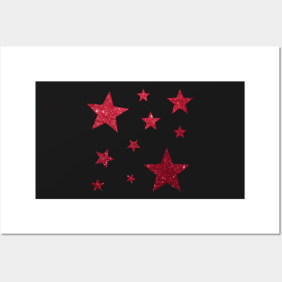 Red Faux Glitter Star Pack Posters and Art